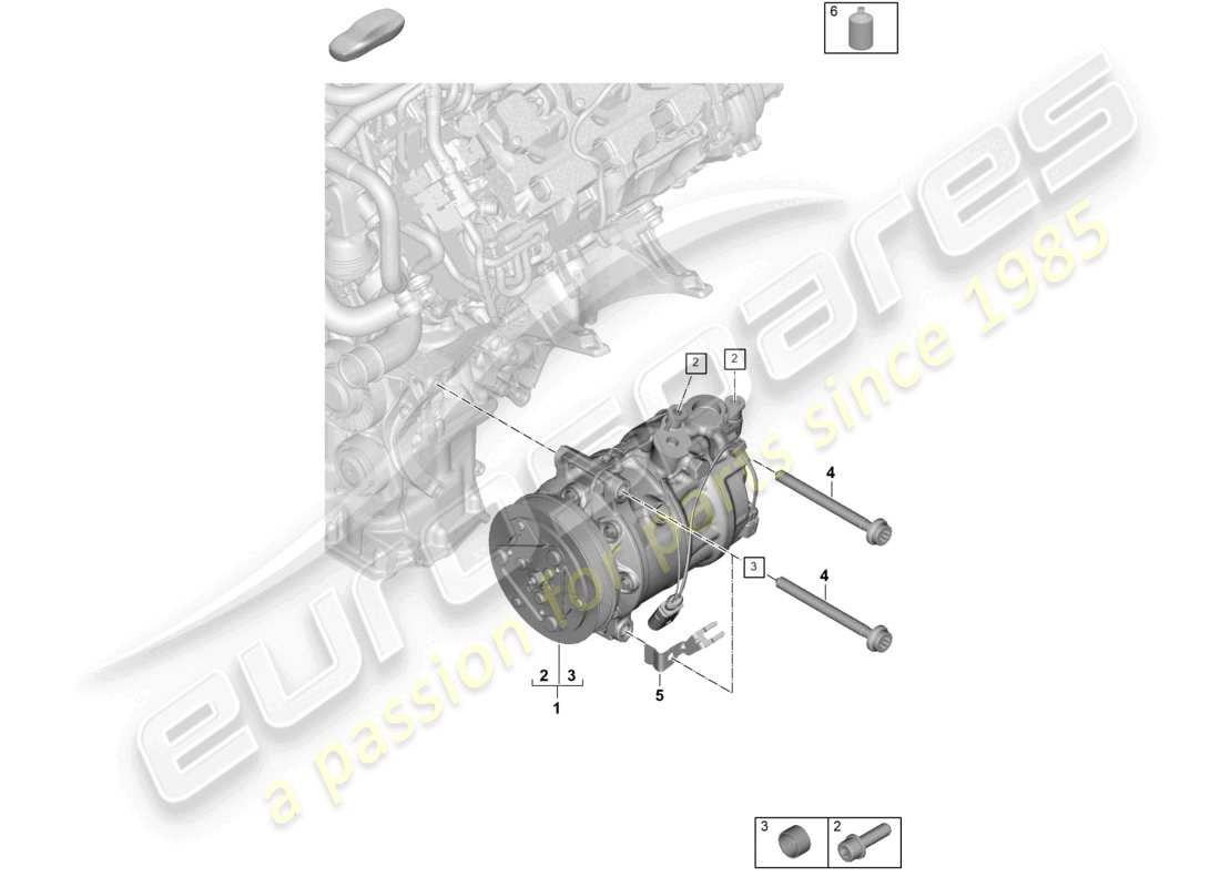 porsche 2025 (panamera 976) a/c compressor part diagram