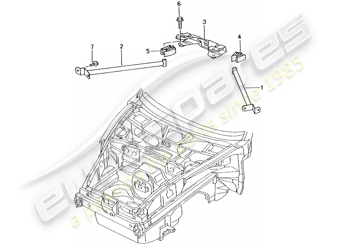 porsche 2003 (996 turbo / gt2) dome strut parts diagram