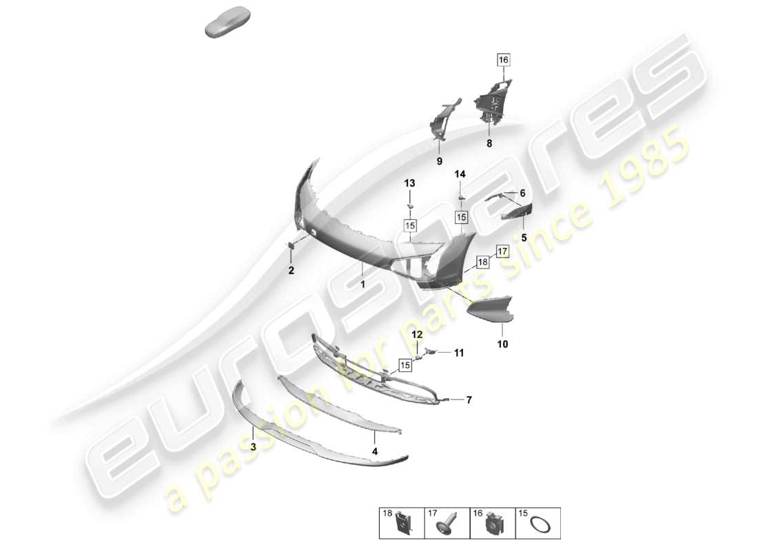 porsche 2025 (taycan 9j1-2) bumper front taycan cross turismo turbo offroad design package part diagram