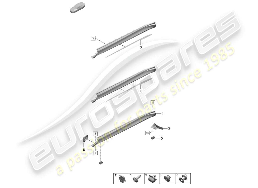 porsche 2025 (taycan 9j1-2) side member trim accessories part diagram