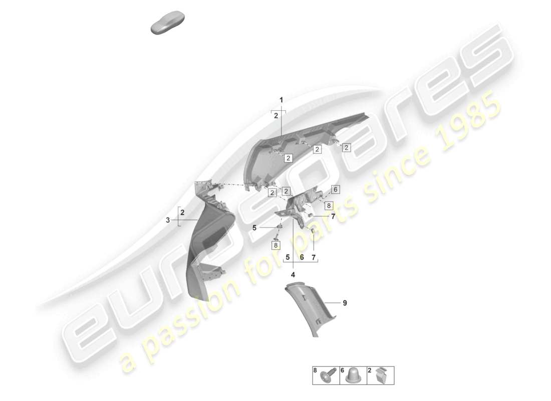 porsche 2025 (taycan 9j1-2) c-pillar trim part diagram
