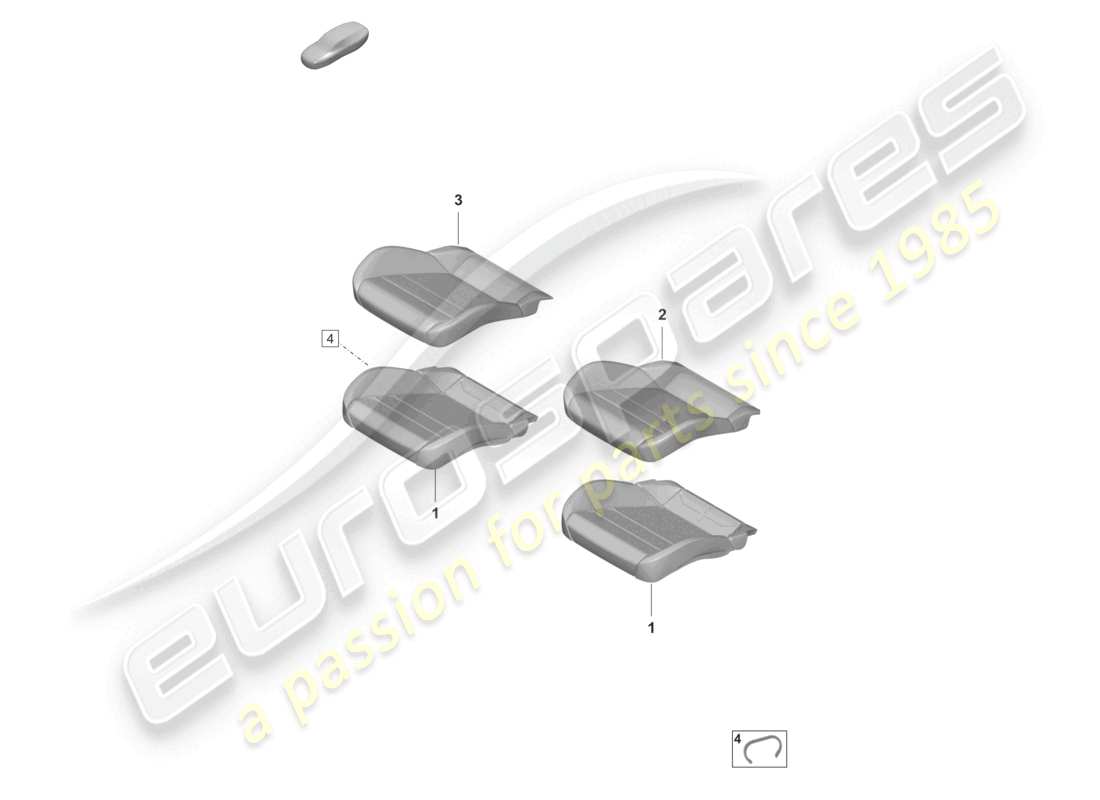 porsche 2023 (taycan 9j1-1) foam part seat cover standard seat part diagram