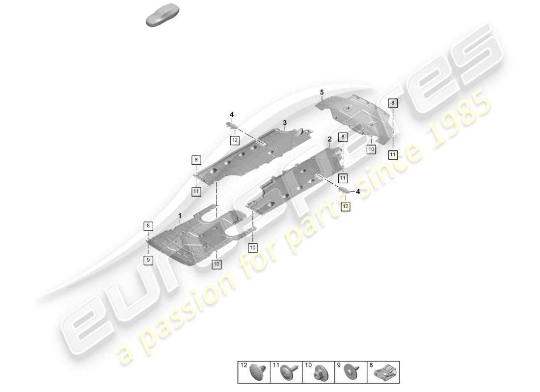 porsche 2024 (panamera 976) underbody trim part diagram