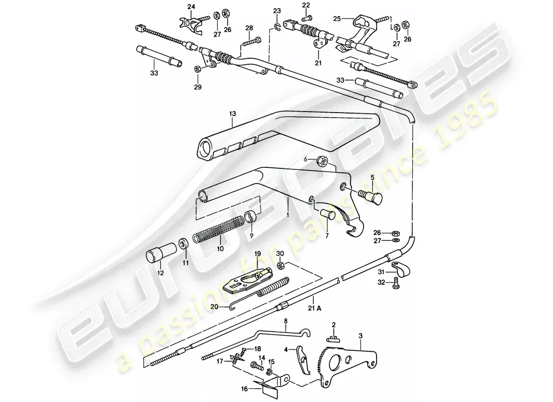 porsche 1980 (928) actuator - handbrake parts diagram