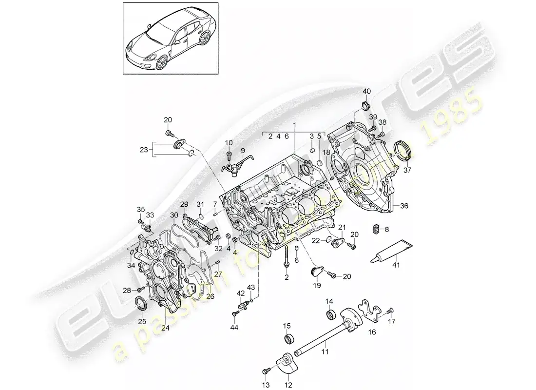 porsche 2013 (panamera 970) crankcase parts diagram