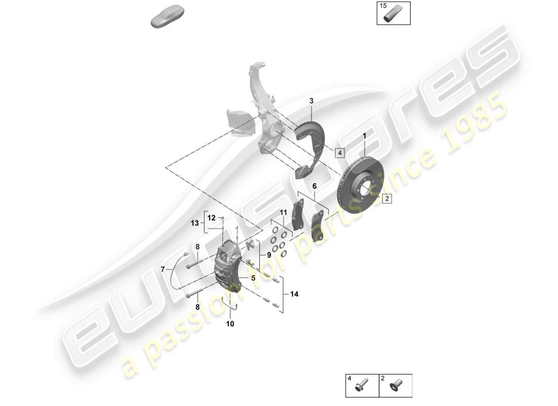 porsche 2025 (taycan 9j1-2) disc brake 18 front axle red part diagram