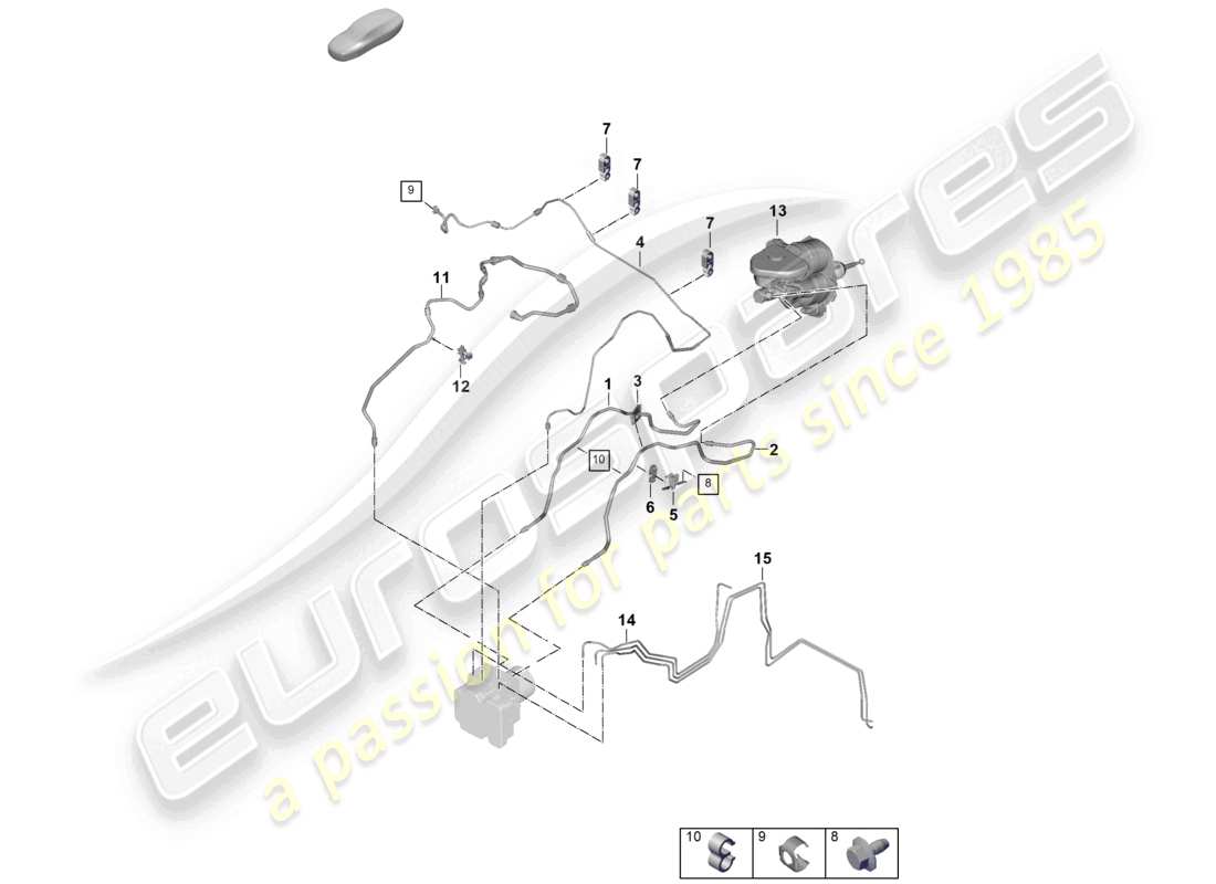 porsche 2025 (panamera 976) brake line brake pipe from hydro unit to coolant expansion tank part diagram