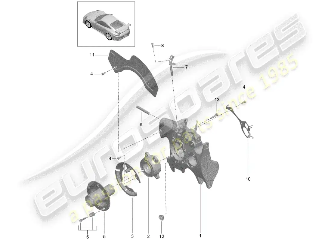 porsche 2015 (991-1 turbo) wheel carrier parts diagram