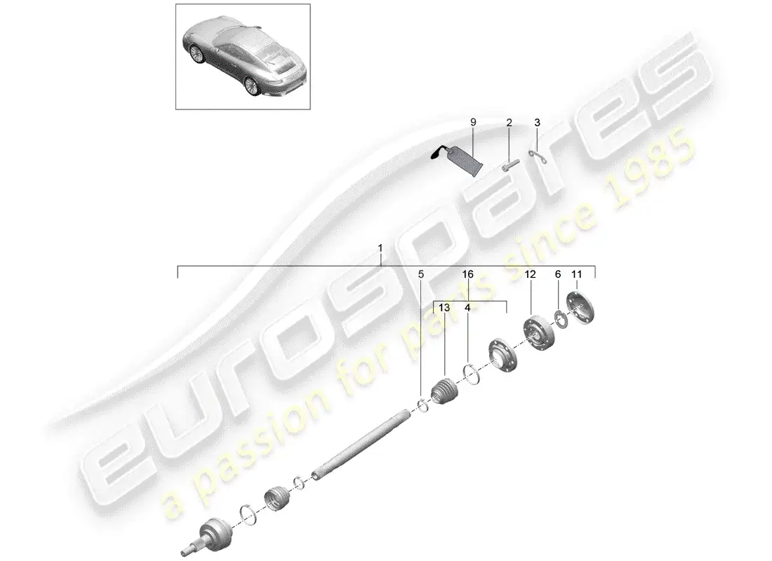 porsche 2019 (991-2) drive shaft parts diagram