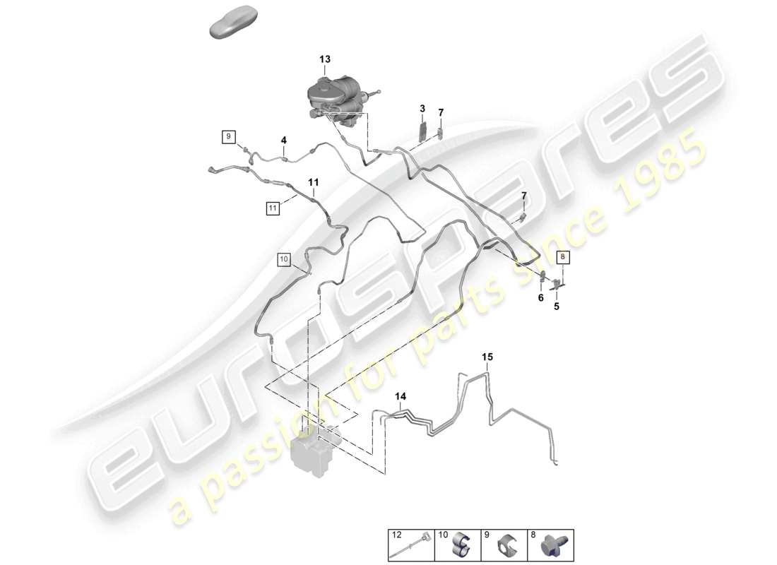 porsche 2026 (panamera 976) brake line brake pipe from hydro unit to coolant expansion tank part diagram