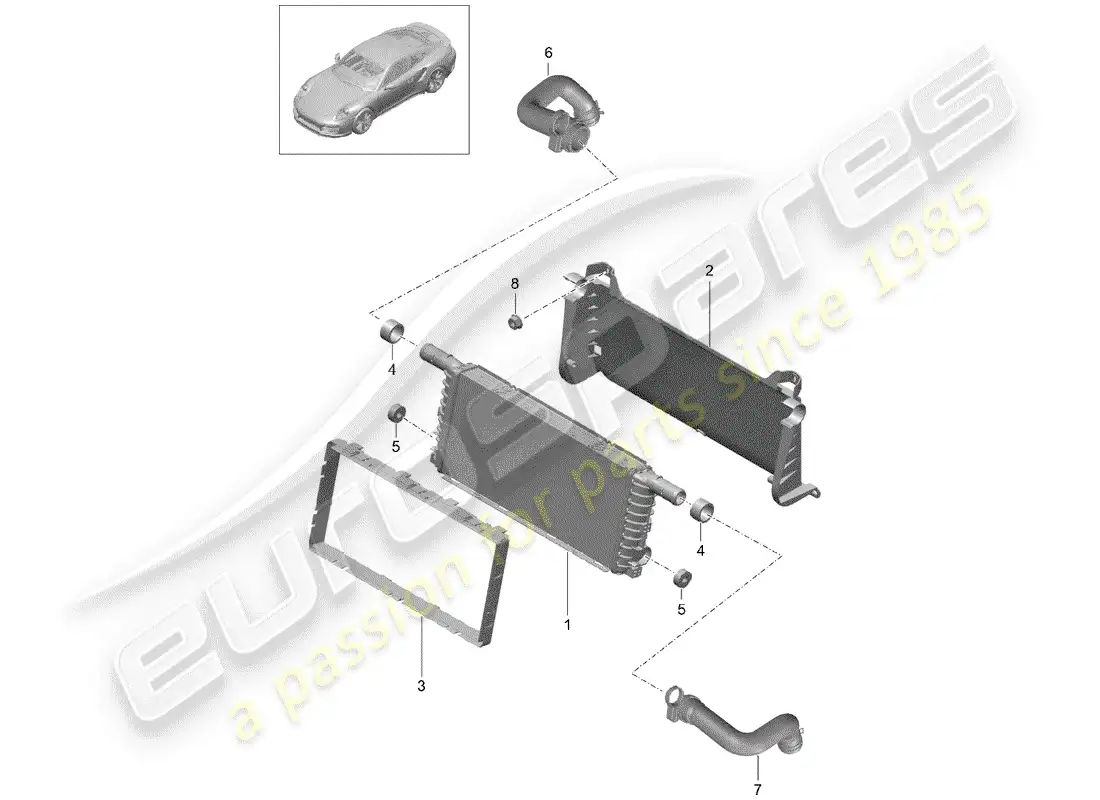 porsche 2016 (991-1 turbo) radiator parts diagram