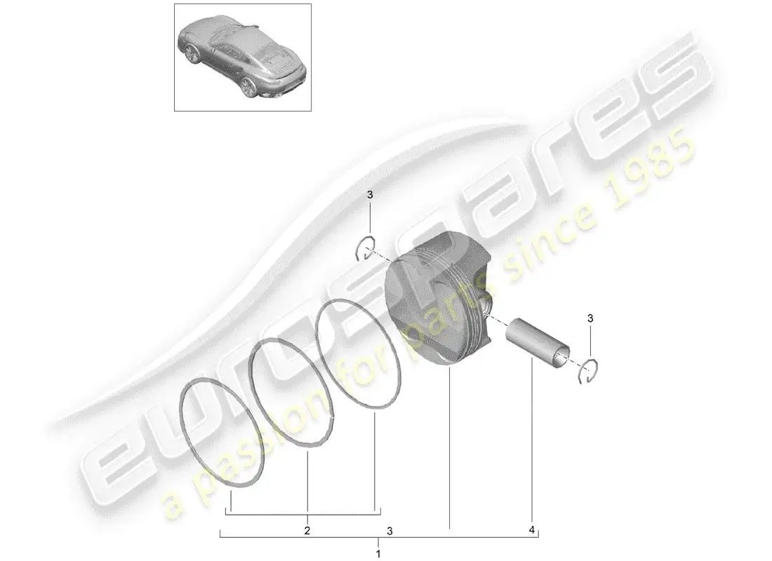 porsche 2016 (991-1 turbo) piston parts diagram