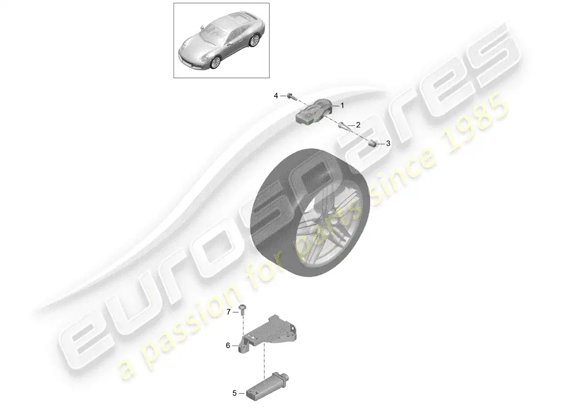 porsche 2019 (991-2) tire pressure control system parts diagram