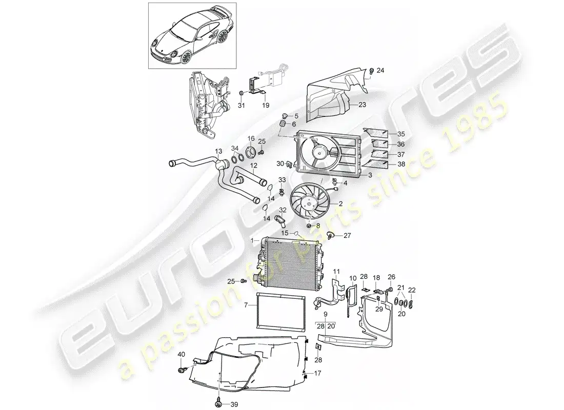 porsche 2012 (997-2 turbo / gt2 rs) water cooling 3 part diagram