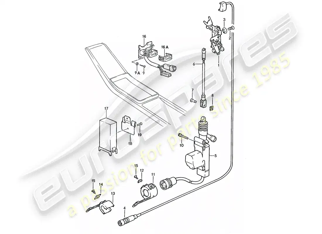 porsche 1987 (959) central locking system parts diagram