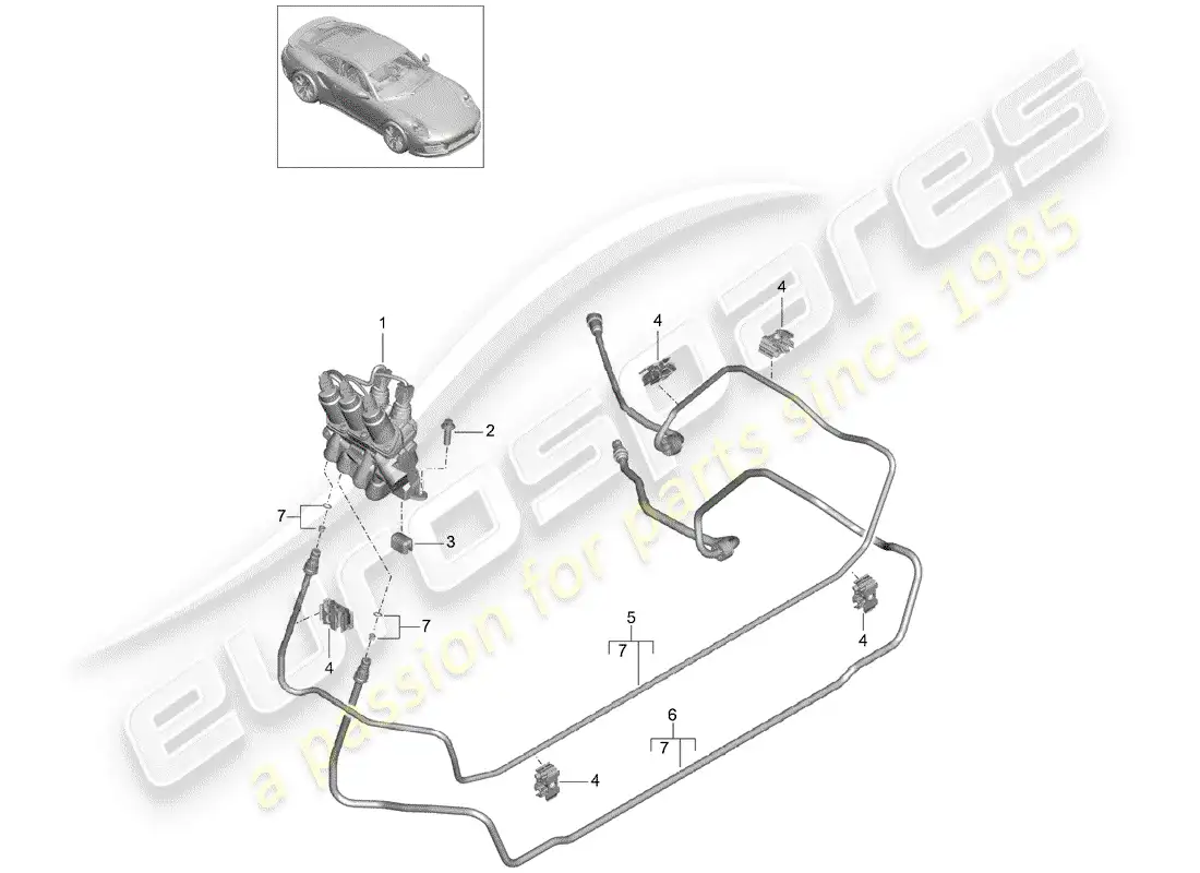 porsche 2014 (991-1 turbo) hydraulic line parts diagram