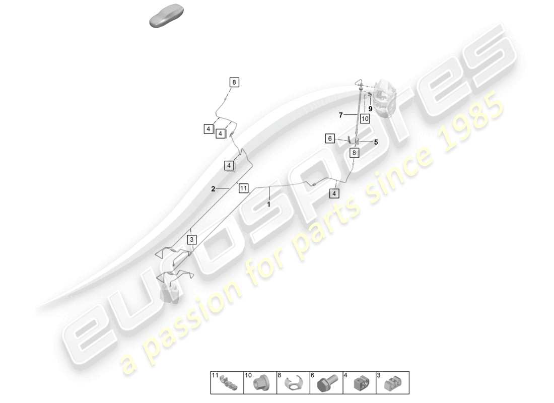 porsche 2025 (992-2 gt3) brake line center underbody rear rear axle part diagram