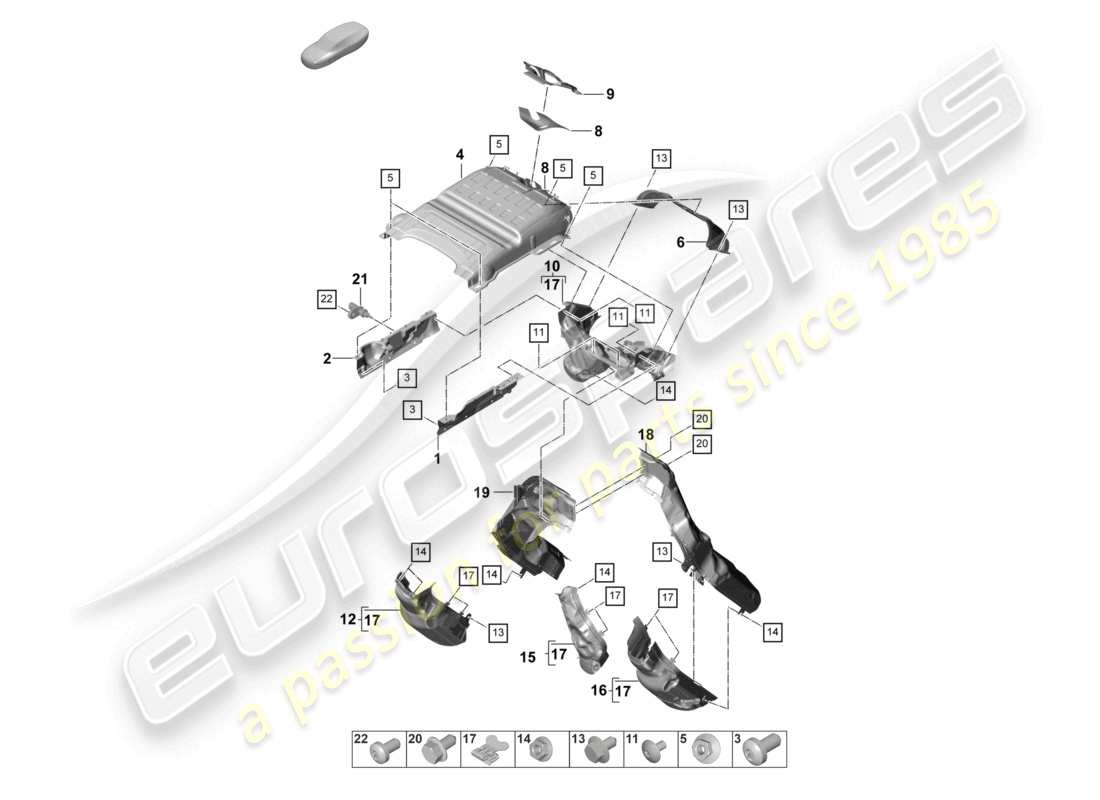 porsche 2023 (panamera 971-2) exhaust system heat insulation air guide channel part diagram