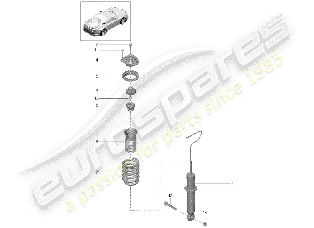 porsche 2018 (991-2 r/gt3/rs) shock absorber parts diagram
