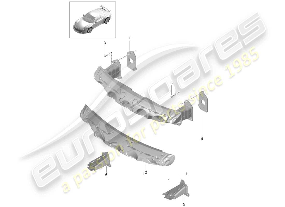 porsche 2021 (991-2 r/gt3/rs) bumper carrier front d >>- mj 2017 part diagram