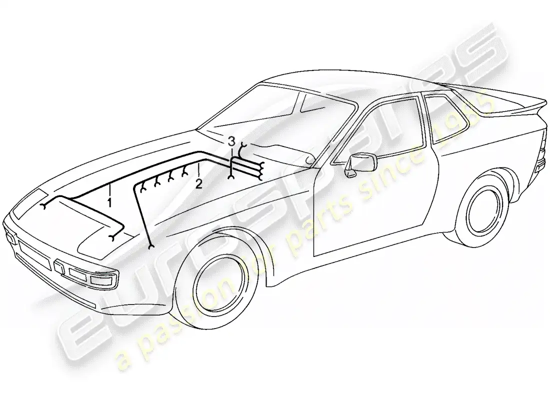 porsche 1988 (944) wiring harnesses - engine - heater - air conditioner parts diagram
