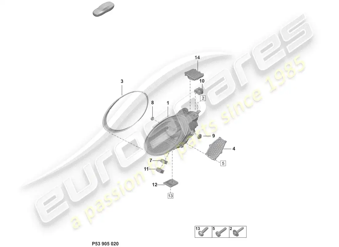 porsche 2020 (992-1) led headlight with parts diagram