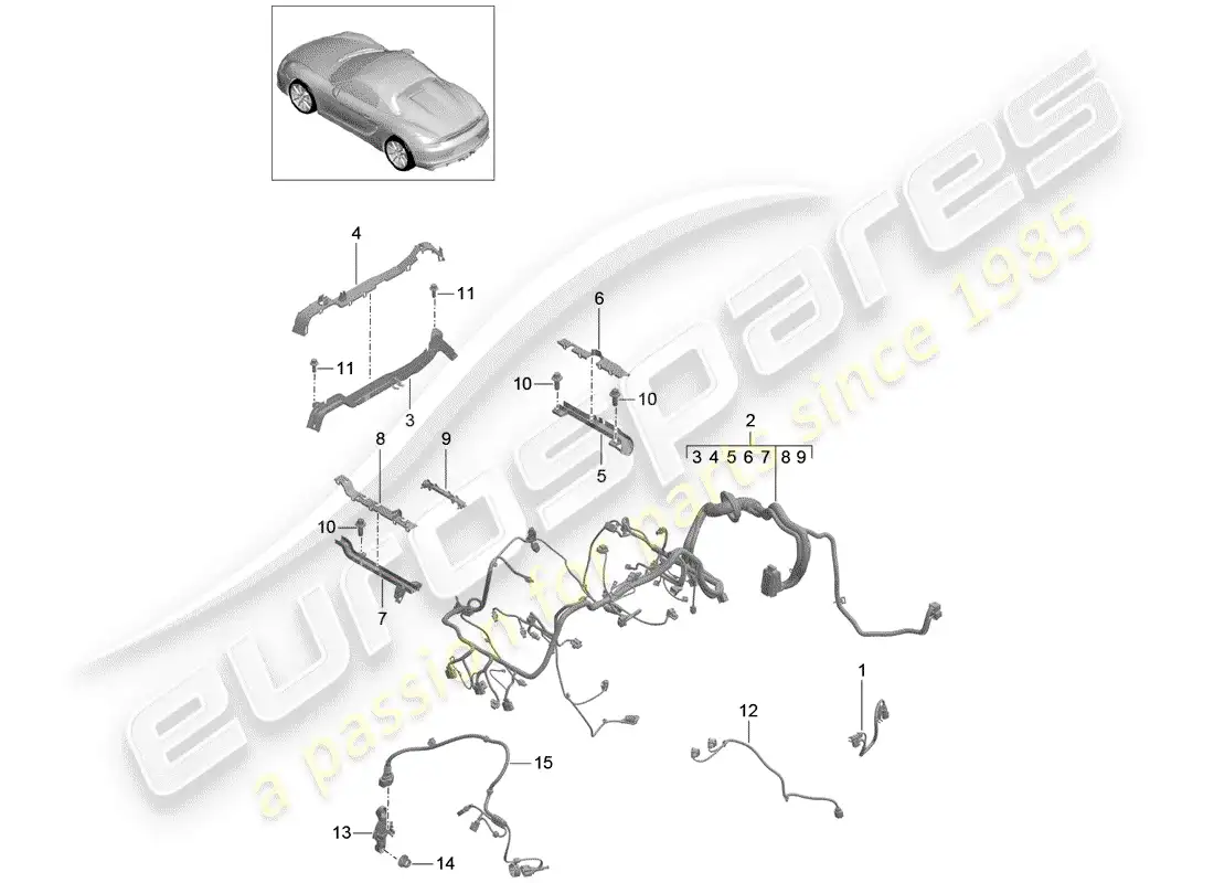 porsche 2016 (981 boxster spyder) wiring harnesses parts diagram