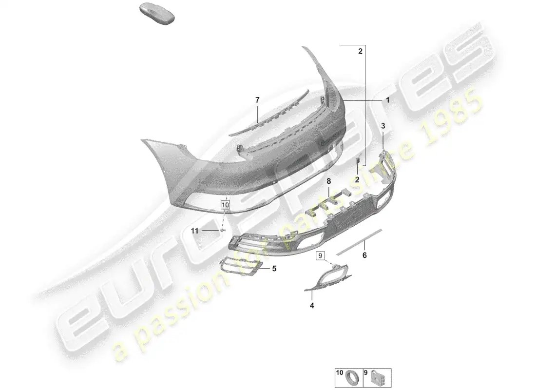 porsche 2019 (992-1) bumper parts diagram