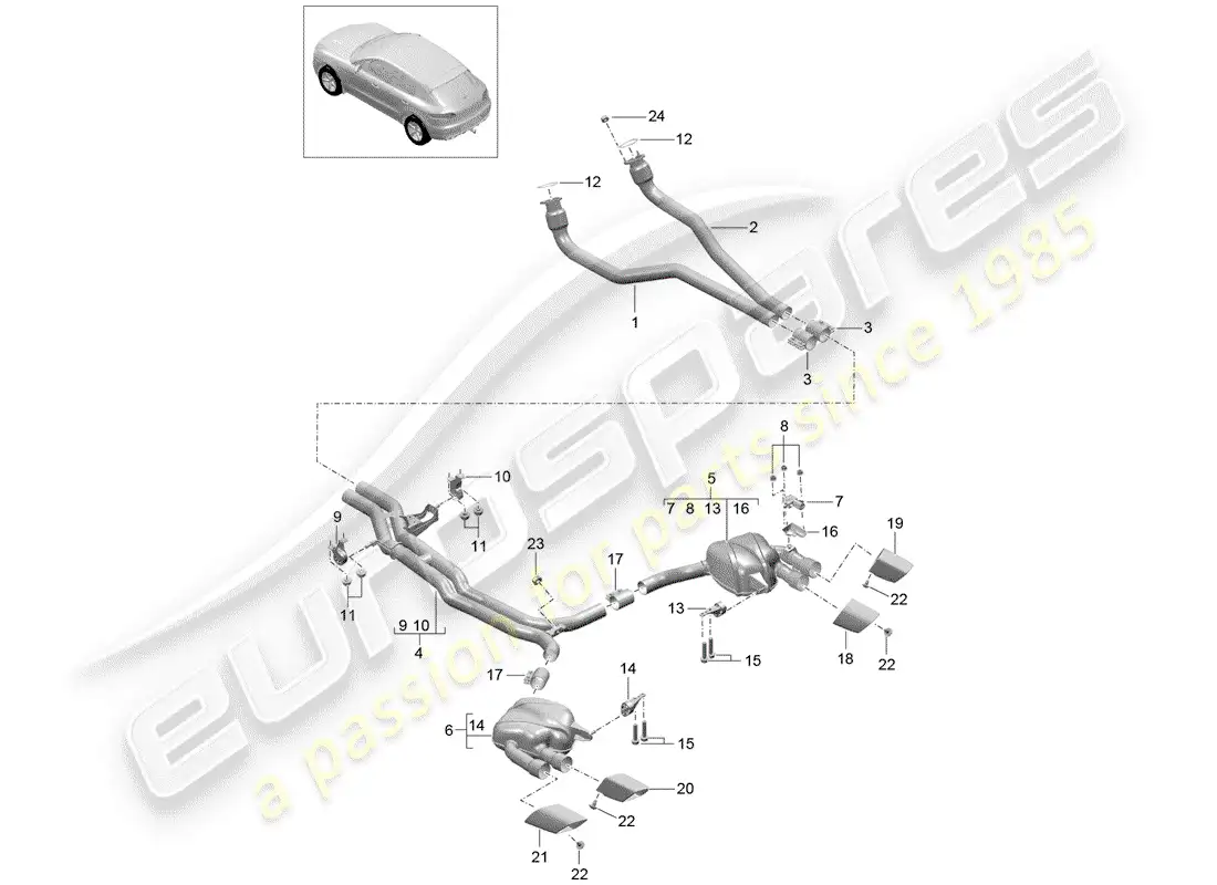 porsche 2018 (macan) exhaust system parts diagram
