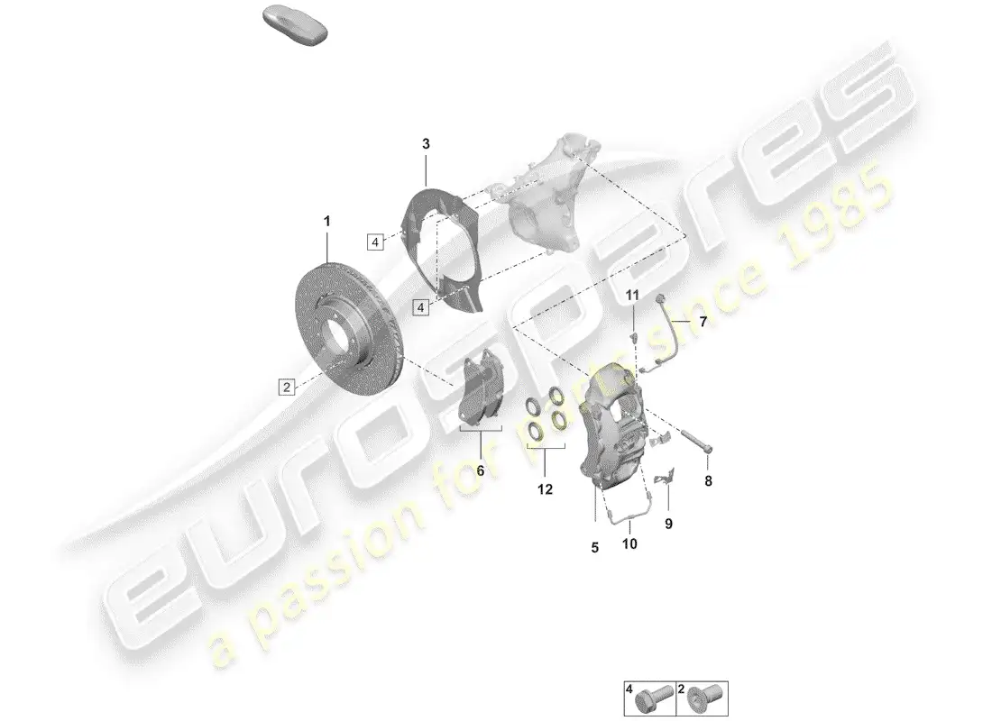 porsche 2020 (992-1) disc brakes parts diagram