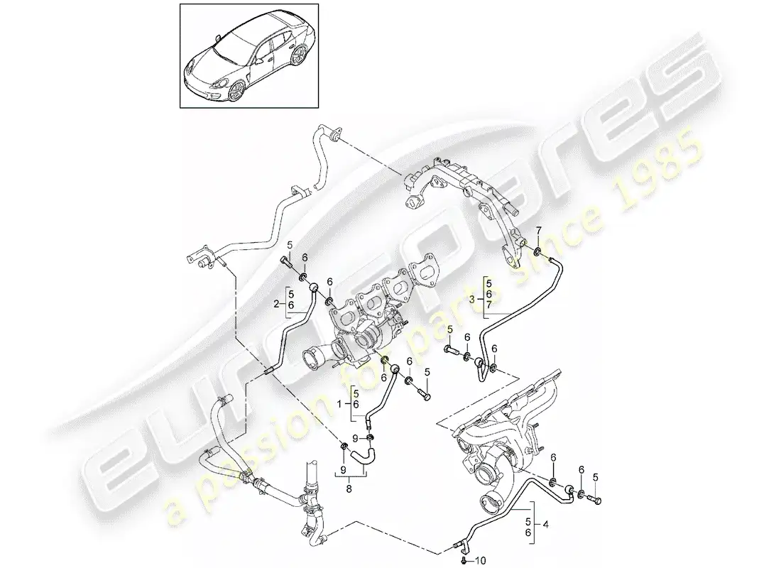 porsche 2016 (panamera 970) water tube parts diagram