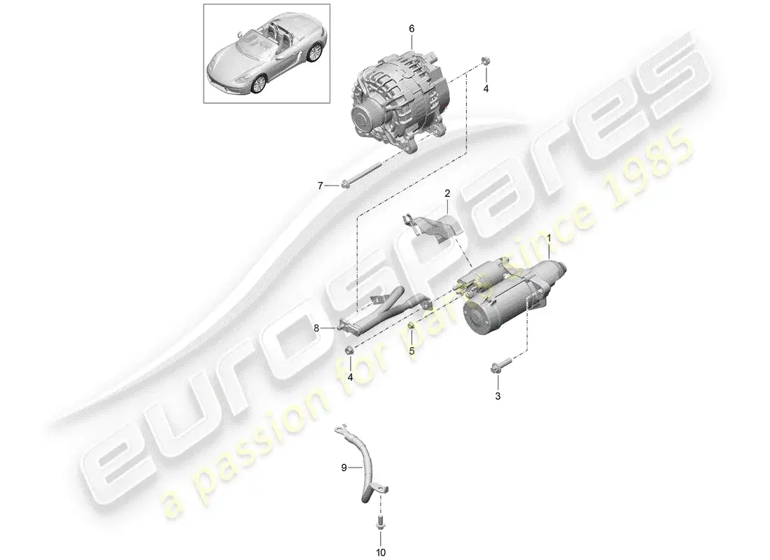 porsche 2017 (718 boxster) starter parts diagram