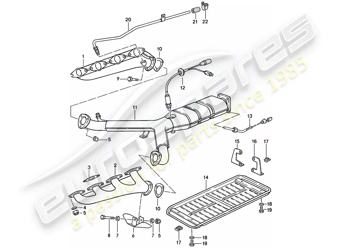porsche 1983 (928) exhaust system - catalyst parts diagram