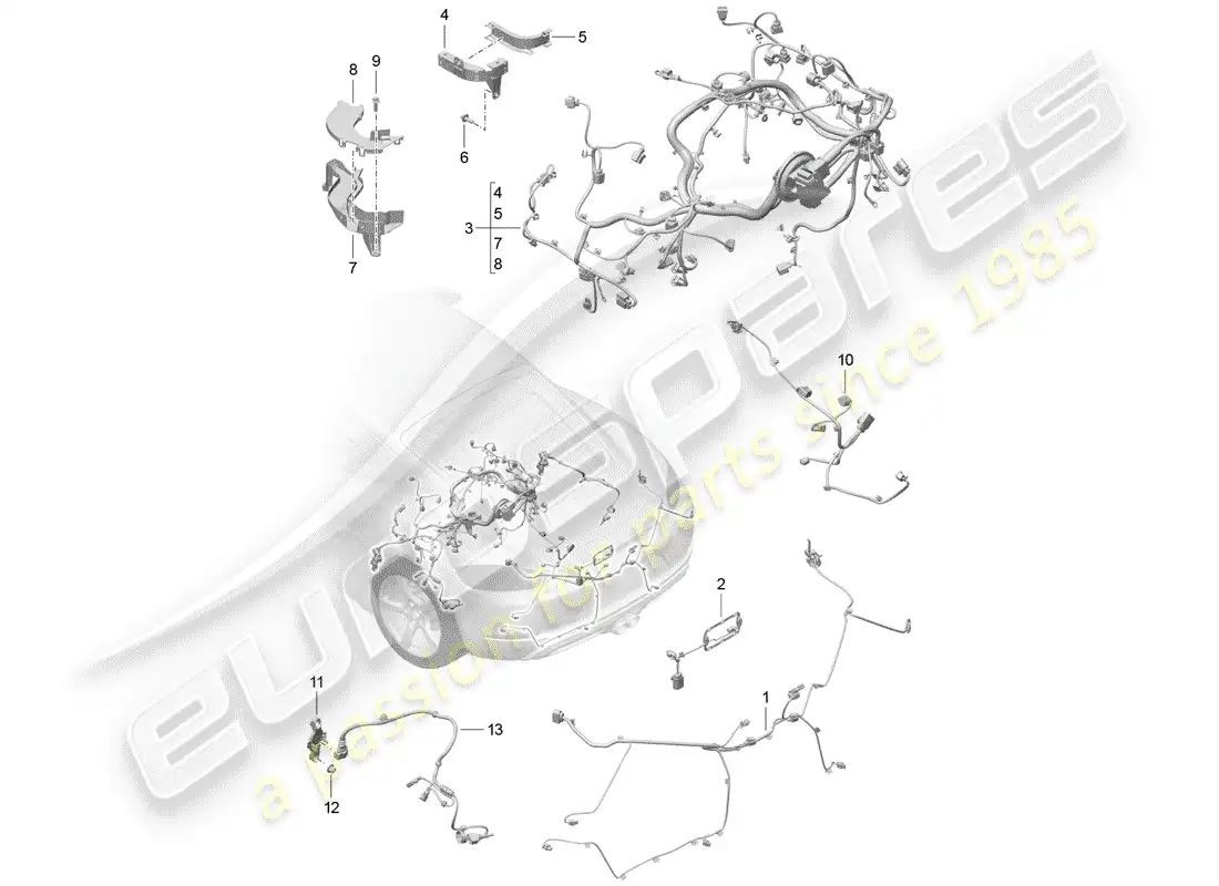 porsche 2019 (718 cayman) wiring harnesses parts diagram