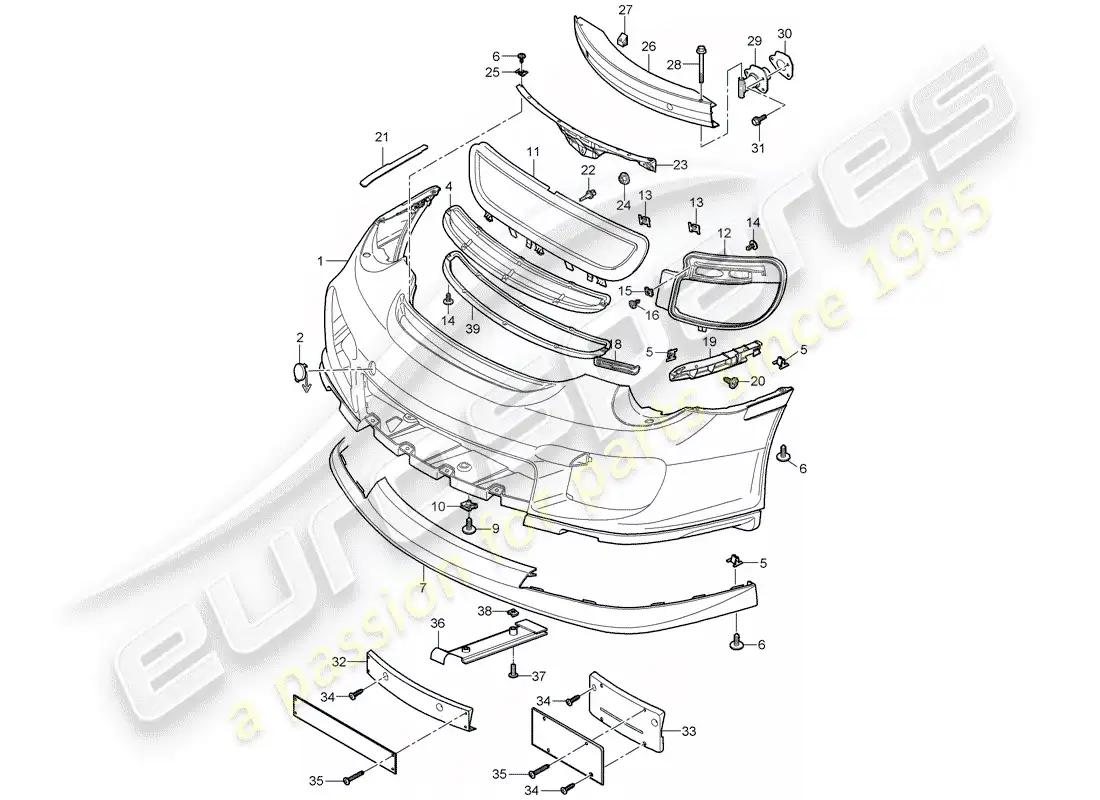 porsche 2008 (997-1 turbo / gt2) bumper parts diagram