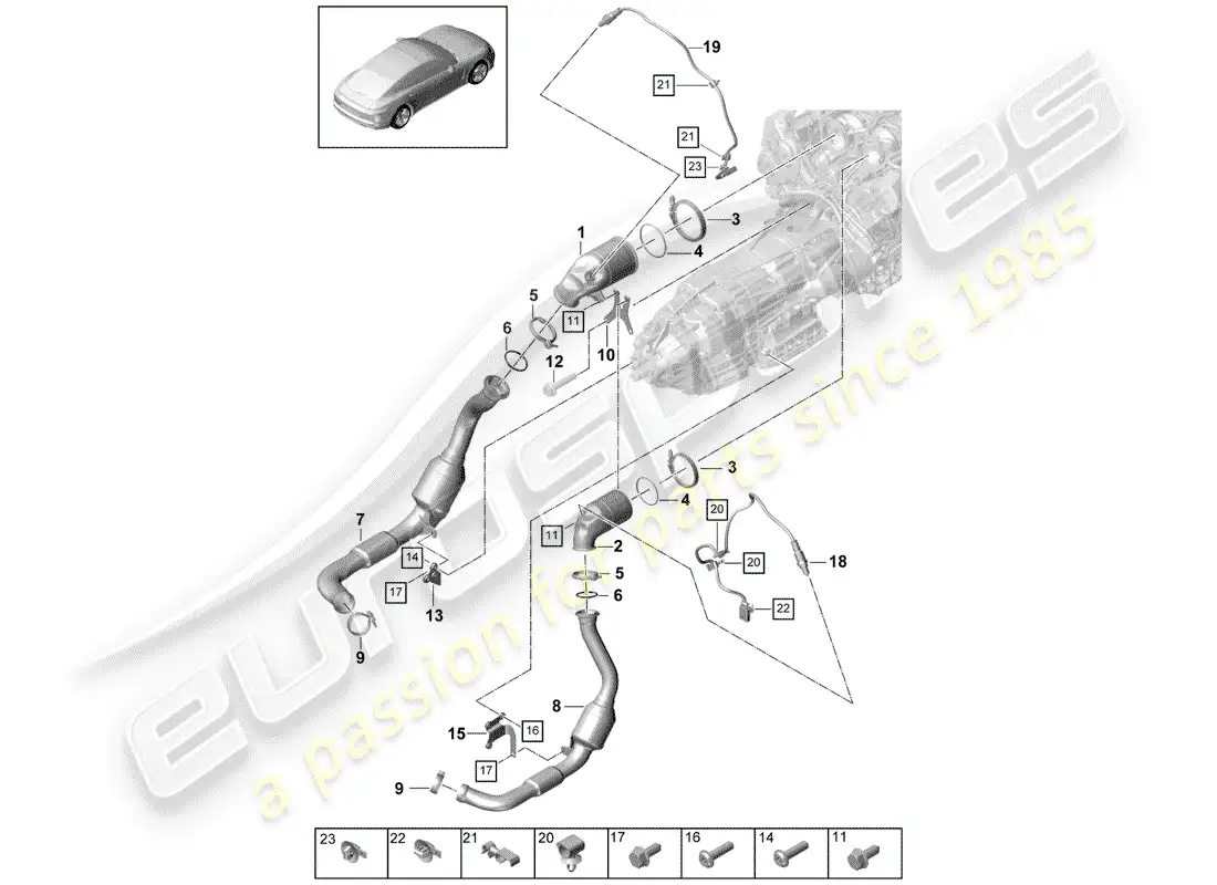 porsche 2018 (panamera 971-1) exhaust system parts diagram