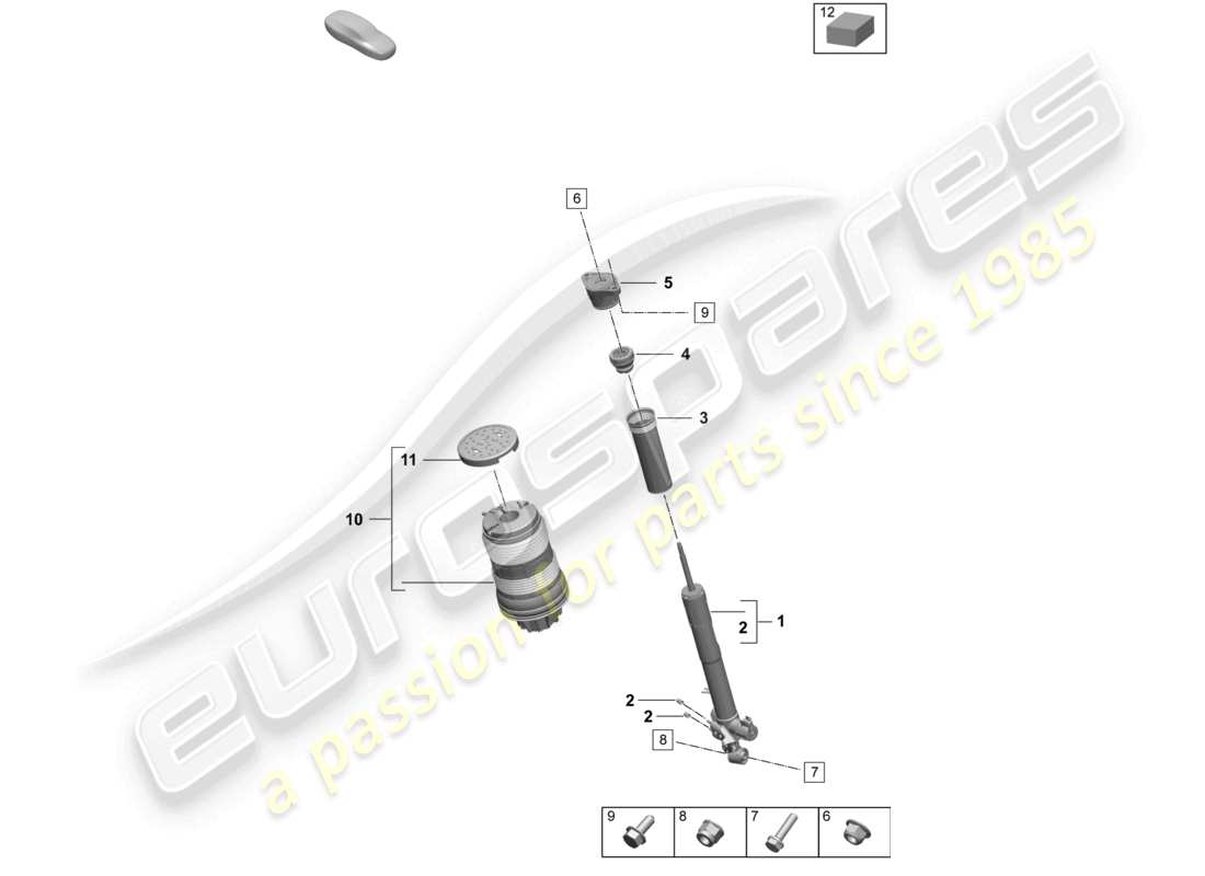 porsche 2025 (taycan 9j1-2) air suspension shock absorbers part diagram