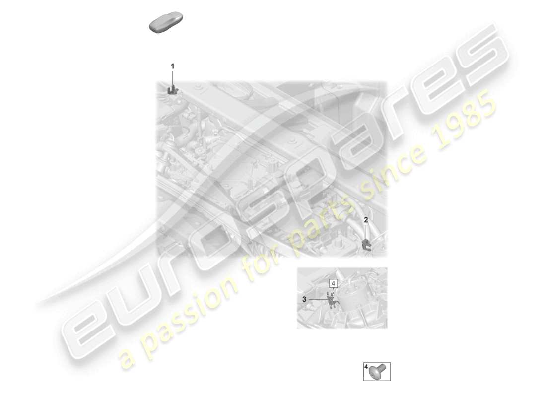porsche 2023 (taycan 9j1-1) gas strut cable holder part diagram