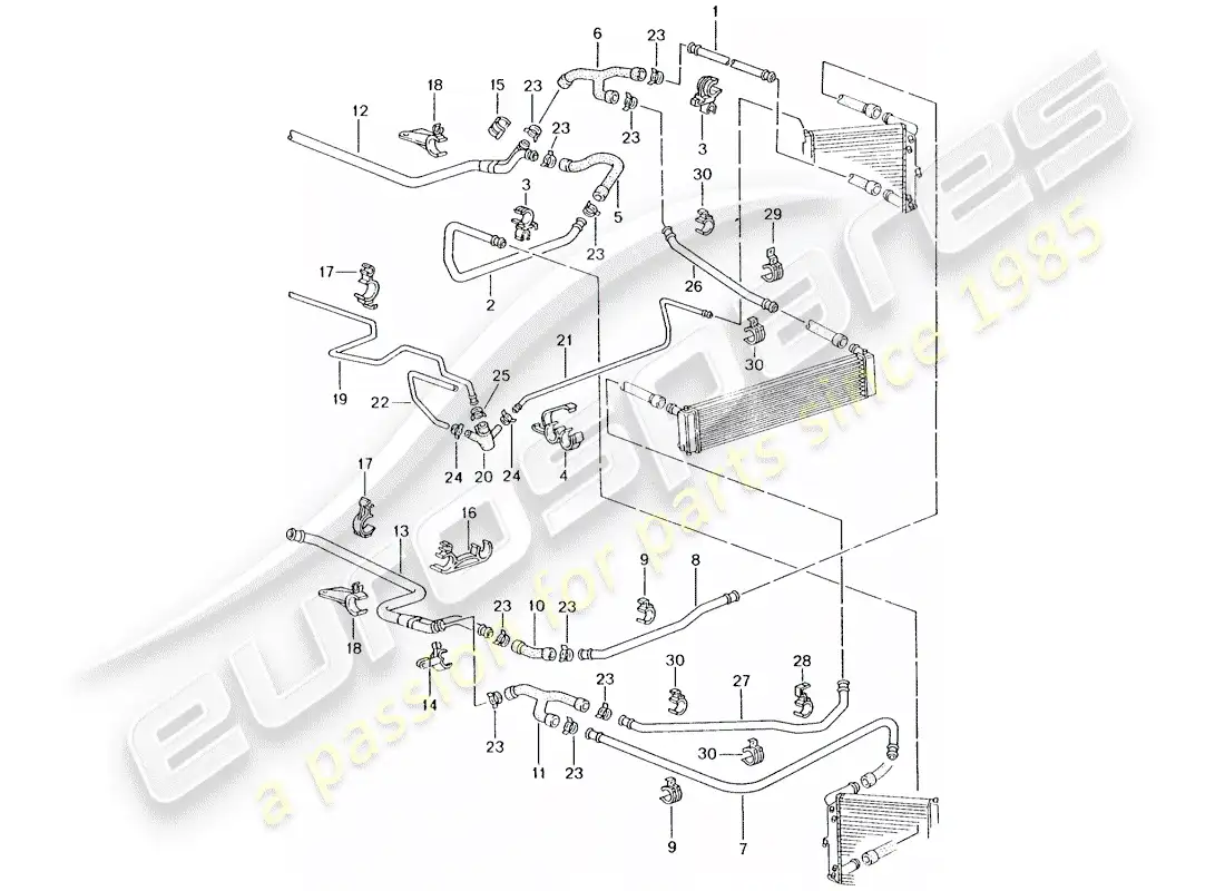porsche 2003 (996 turbo / gt2) water cooling 2 parts diagram