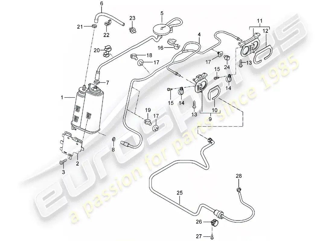porsche 2006 (carrera gt) evaporative emission canister - with: - accessories parts diagram