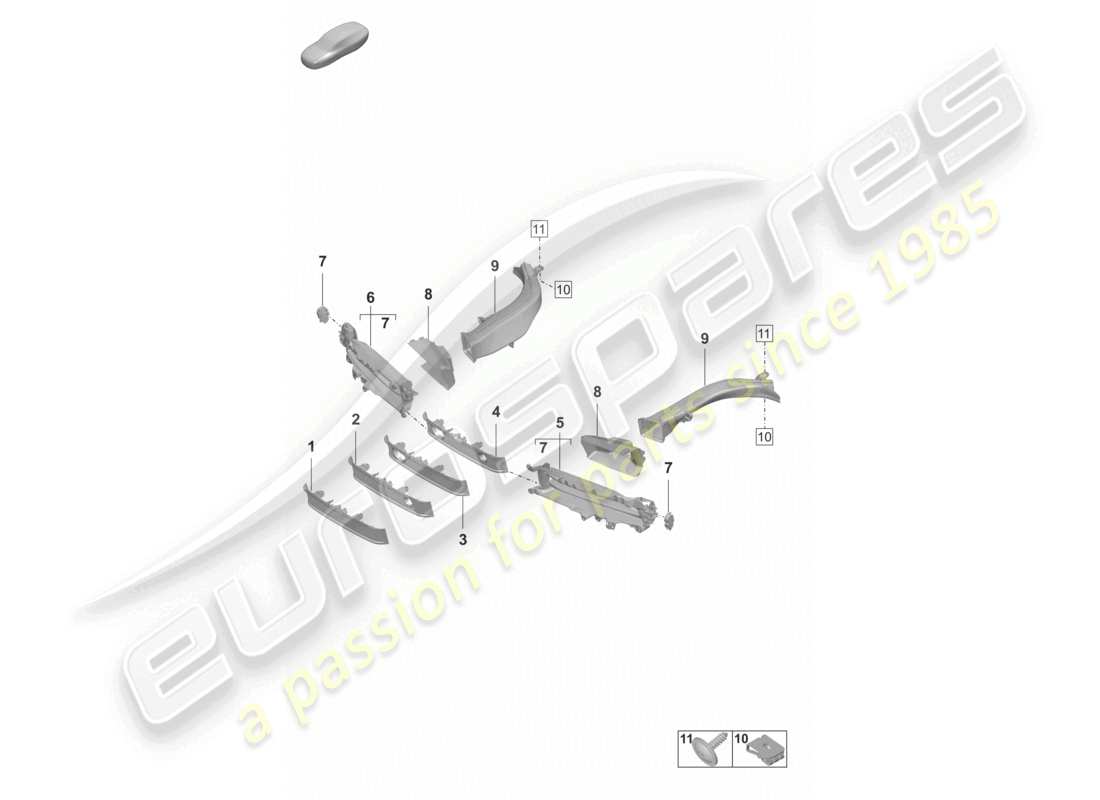 porsche 2025 (taycan 9j1-2) air guide front bumper part diagram