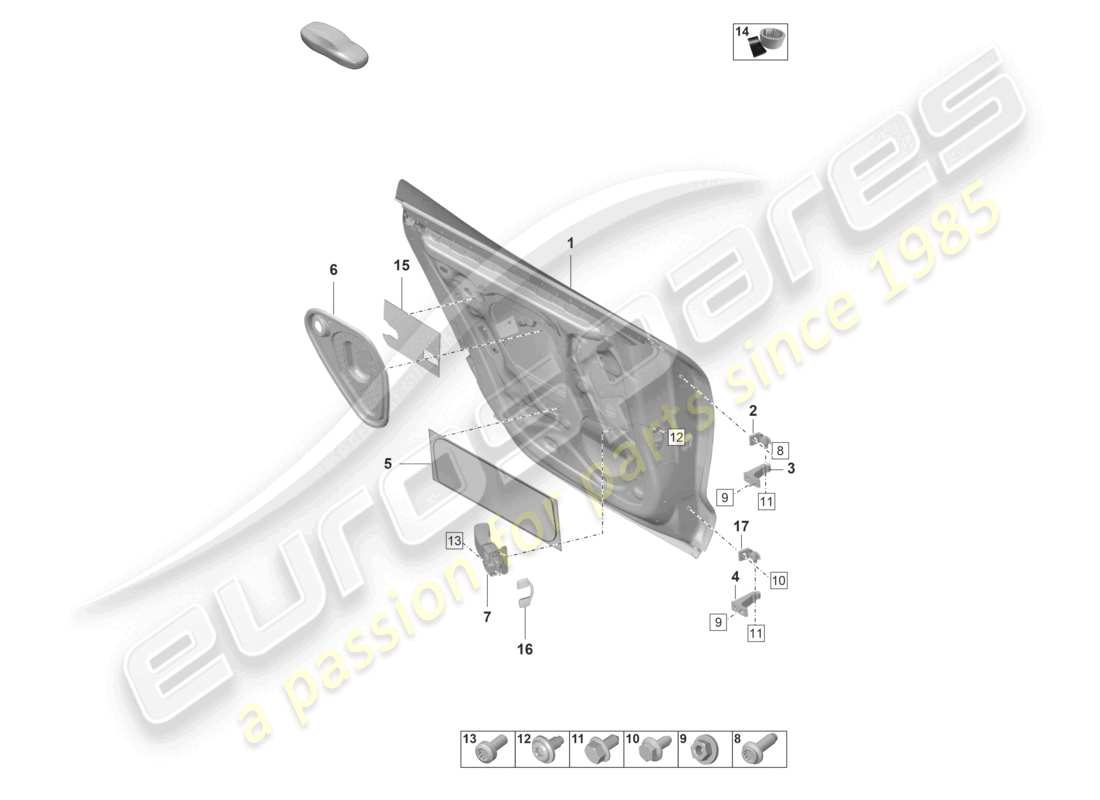 porsche 2023 (taycan 9j1-1) door shell rear part diagram