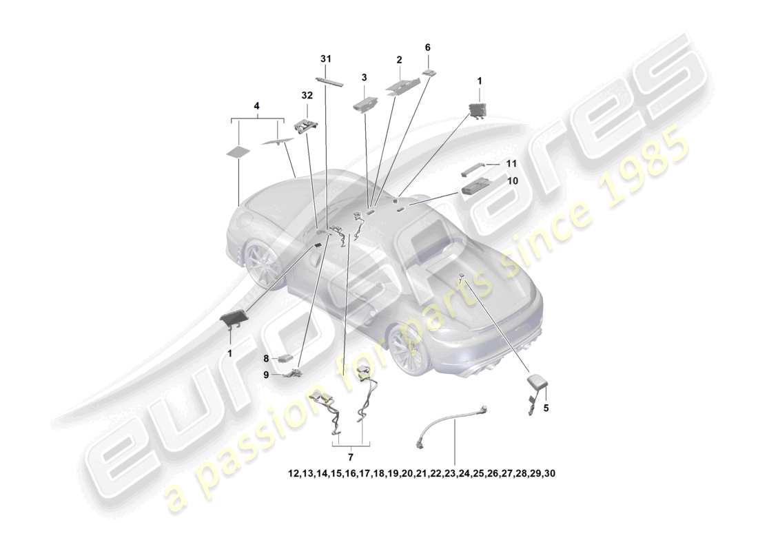 porsche 2026 (718 boxster spyder) aerial single wire part diagram