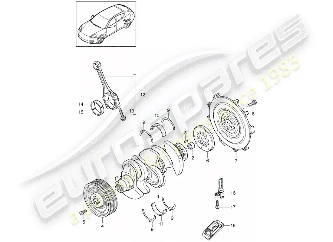 porsche 2013 (panamera 970) crankshaft parts diagram