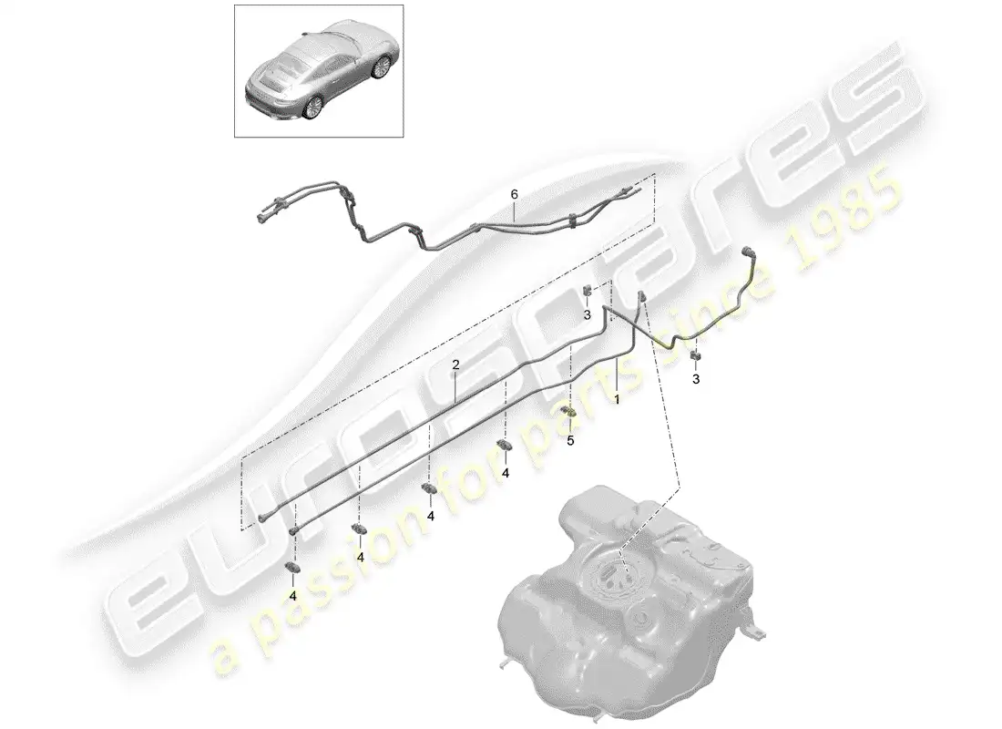 porsche 2019 (991-2) fuel line parts diagram