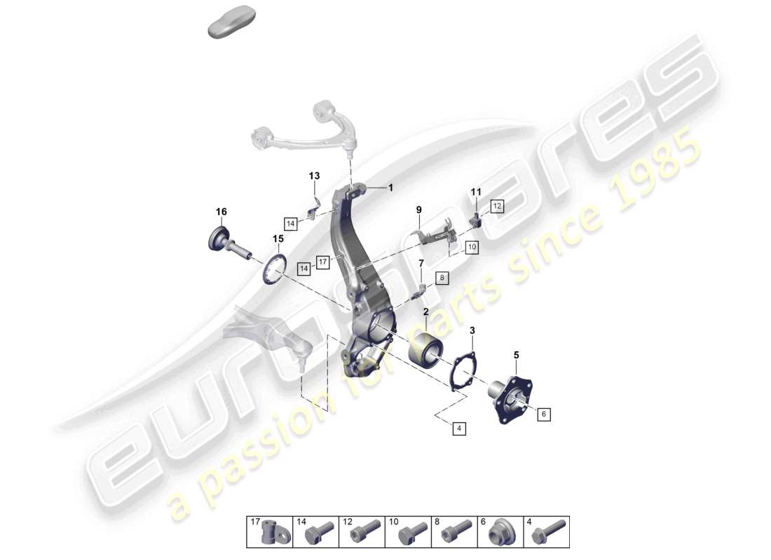 porsche 2022 (taycan 9j1-1) wheel carrier part diagram