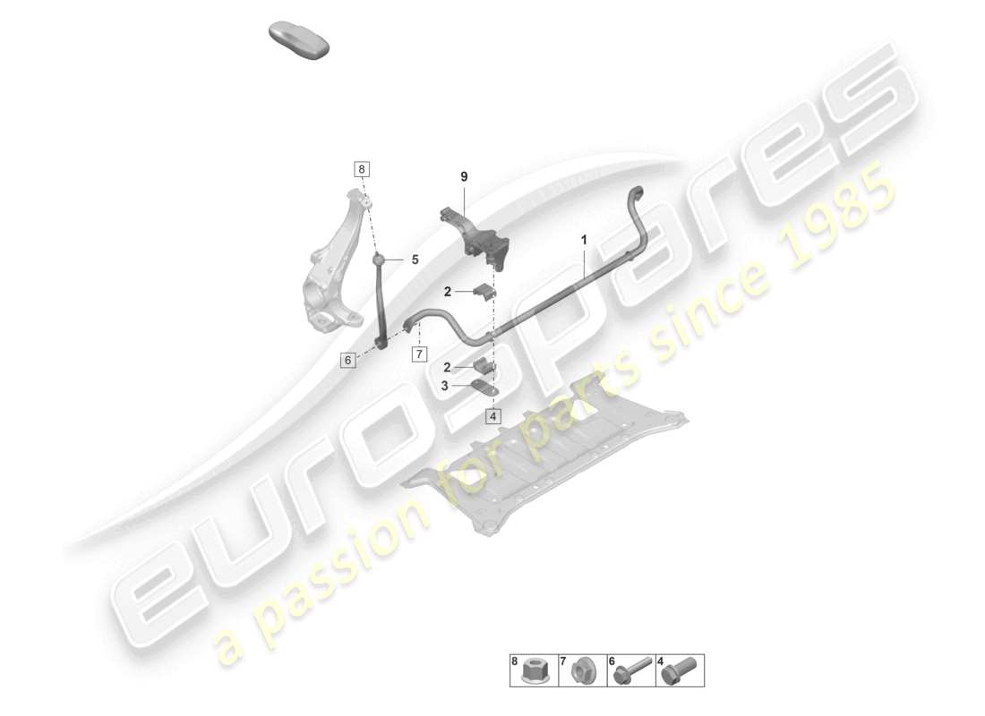porsche 2022 (taycan 9j1-1) anti-roll bar part diagram