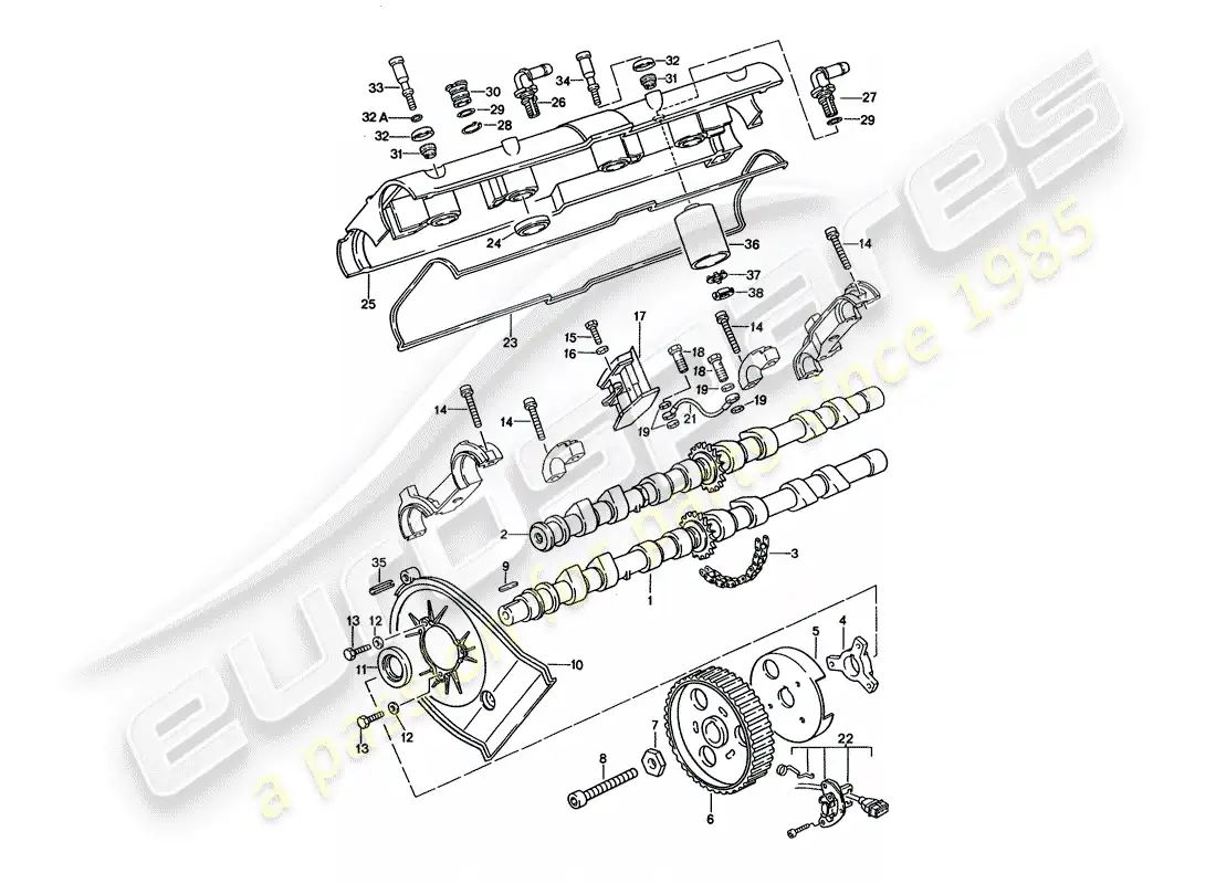 porsche 1992 (928) camshaft - repair set for maintenance - see illustration: parts diagram