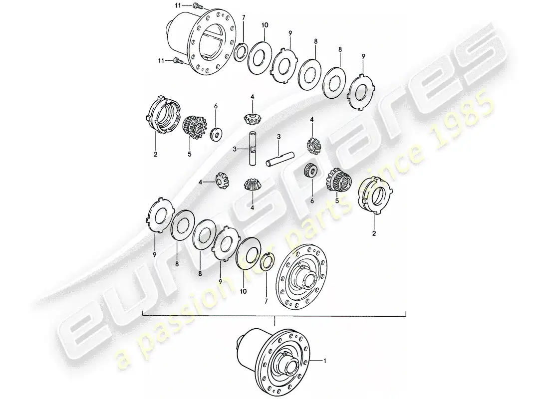 porsche 1979 (928) limited slip differential - manual gearbox parts diagram