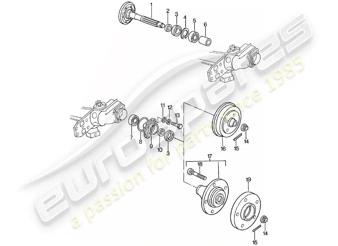 porsche 1983 (924) rear wheel shaft - lubricants parts diagram